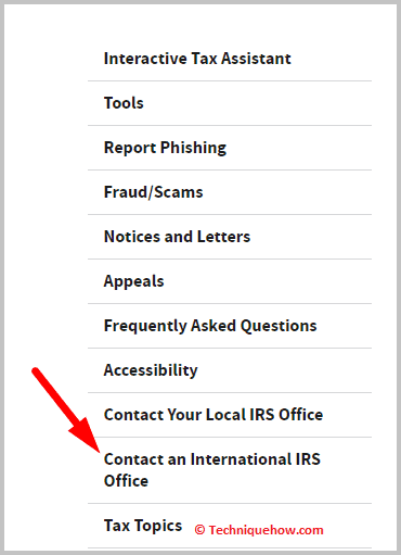 click on Contact an international IRS office.