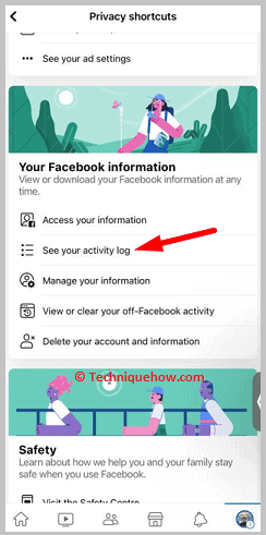 Tap on See your activity log.