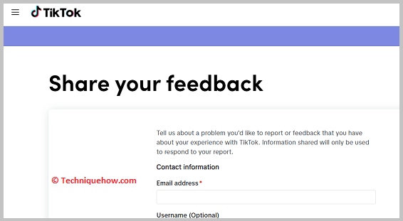 Use TikTok's feedback form