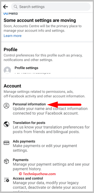 account's settings