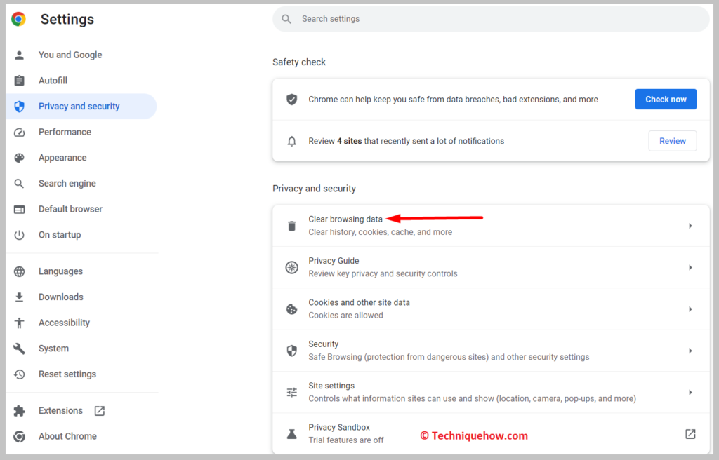 clear browsing data