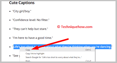 Click on copy option
