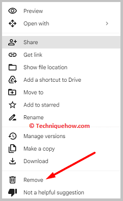 Click on remove