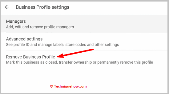 Click on remove business profile