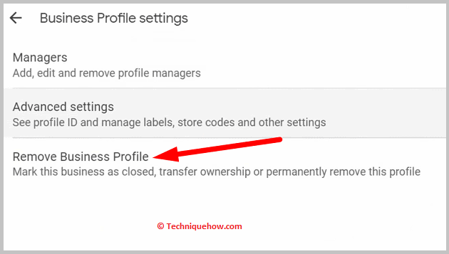 Click on remove bussines profile