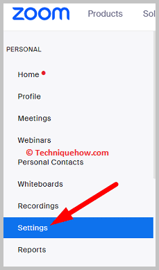 Click on settings