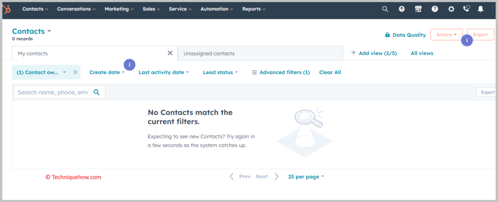 click on the Contacts