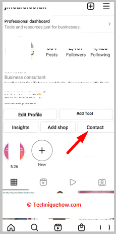 Click on contact button