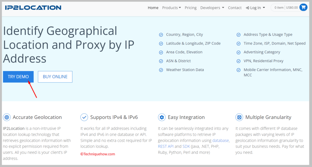 IP2Location website