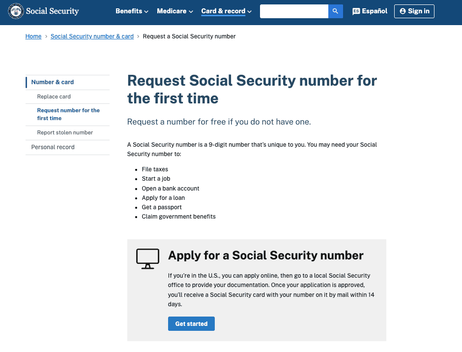 SSA Gov page